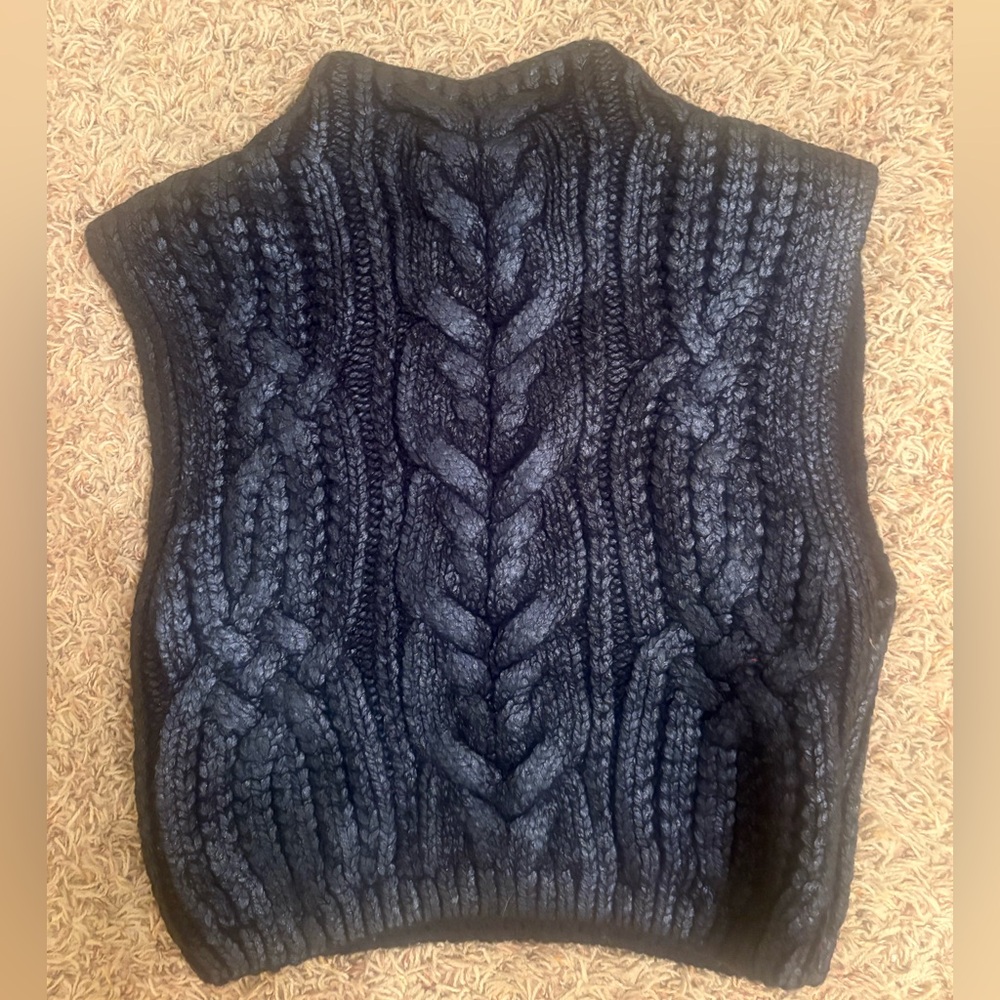 Zara Black Metallic Knit Turtleneck Sweater